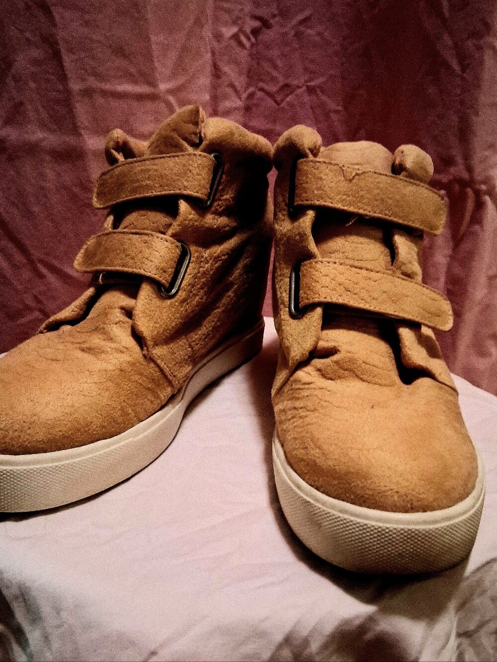 Women's Tan Suede High-top Wedges